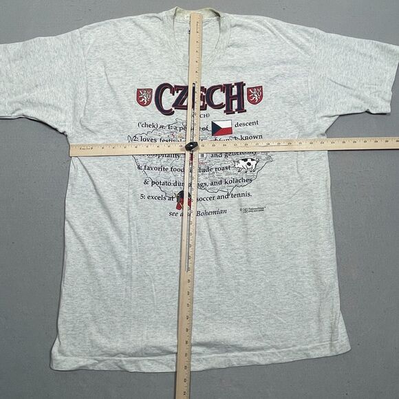 Vintage Czech Republic Shirt Adult XXL Made in USA Gray Tee Wiki Single Stitch - Picture 6 of 14